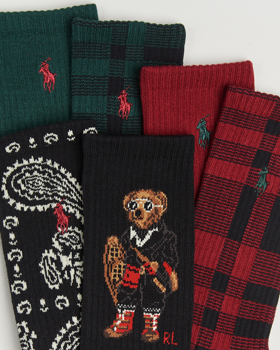 Heren | Ondergoed | Polo Ralph Lauren | 6-Pack Crew Sock Red/Green/Black