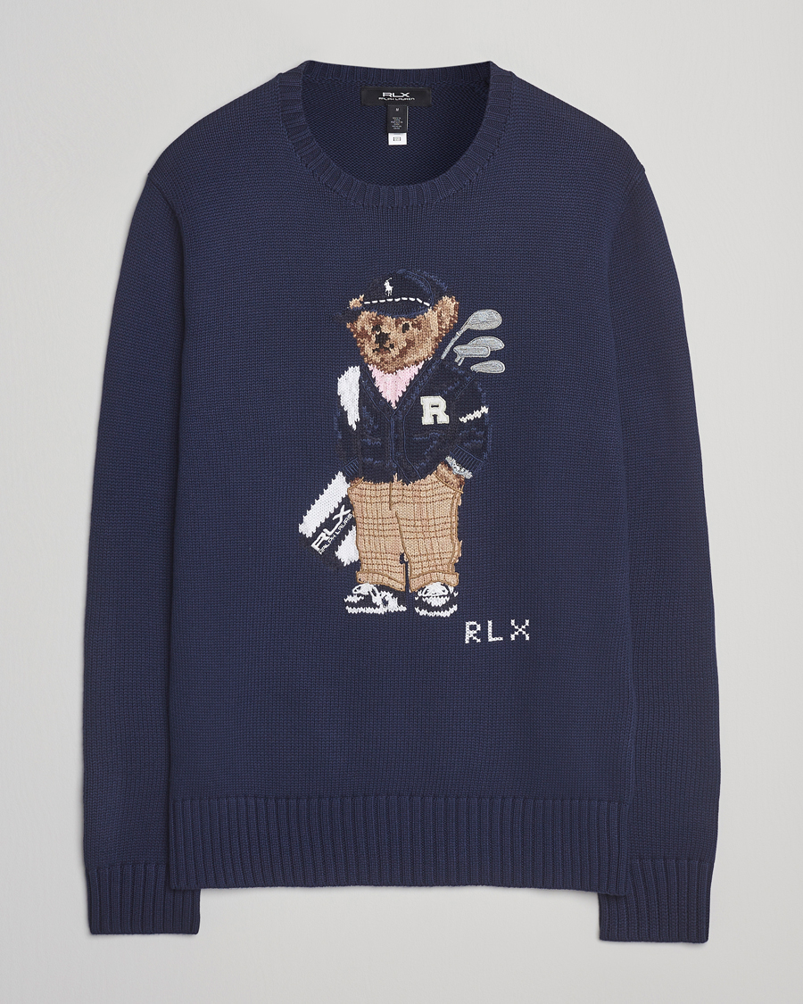 Heren | Truien | RLX Ralph Lauren | Cotton Crew Neck Bear Sweater Refined Navy