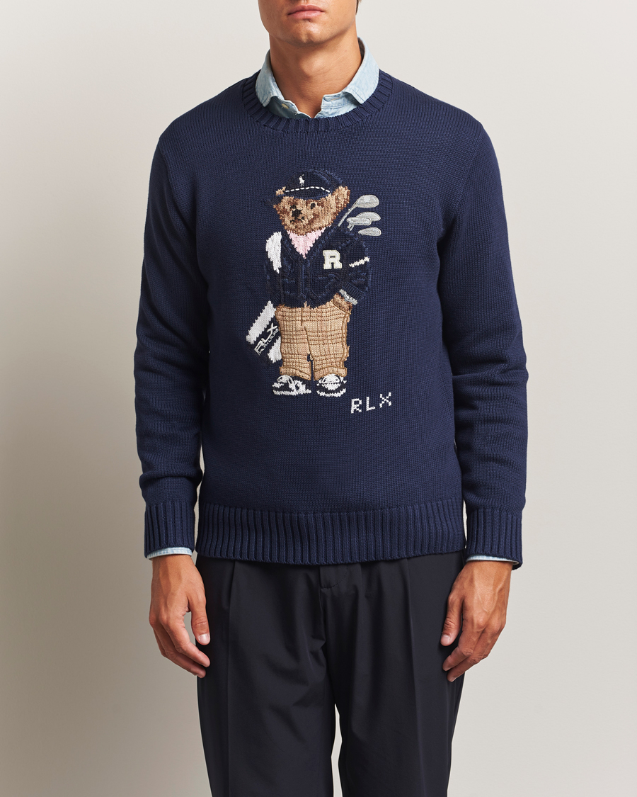 Heren | Truien | RLX Ralph Lauren | Cotton Crew Neck Bear Sweater Refined Navy