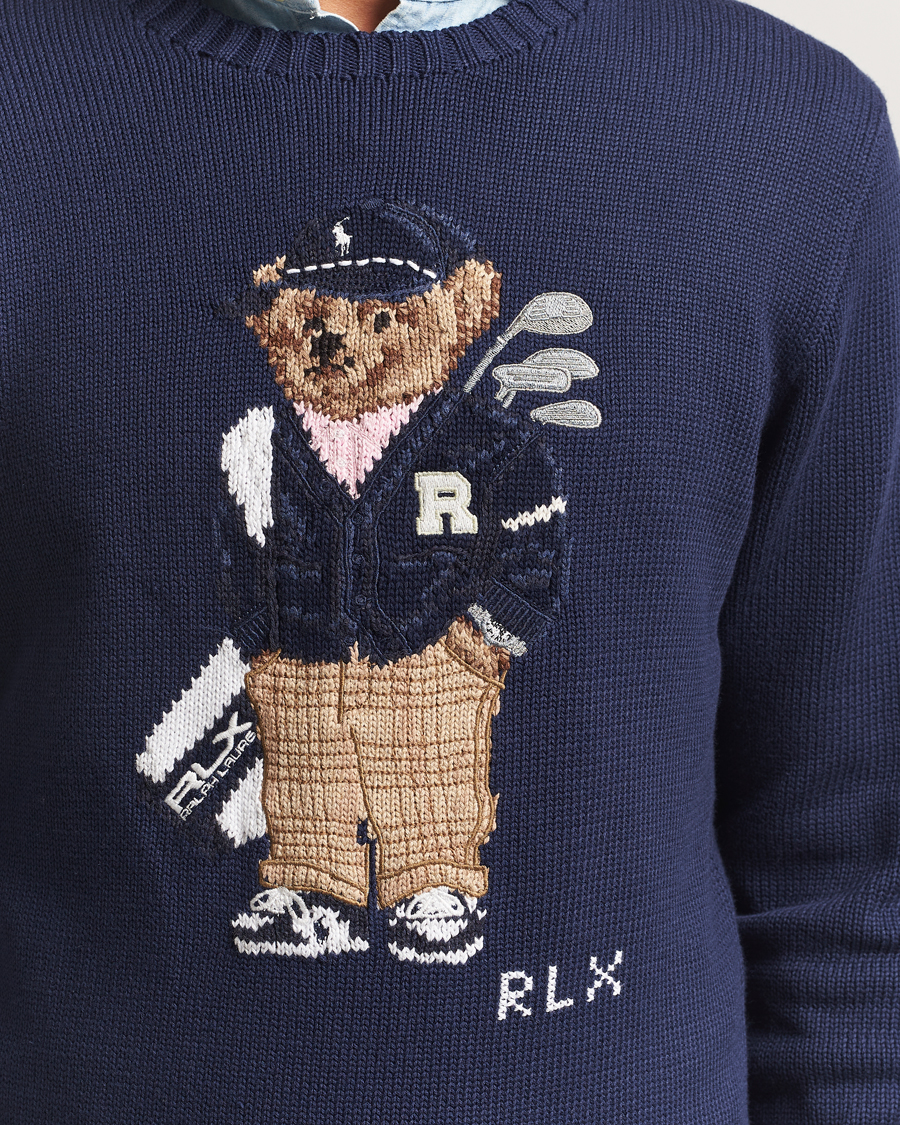 Heren | Truien | RLX Ralph Lauren | Cotton Crew Neck Bear Sweater Refined Navy