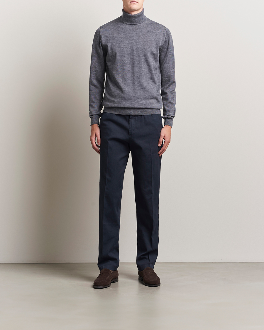 Heren | Truien | Stenströms | Merino Rollneck Grey