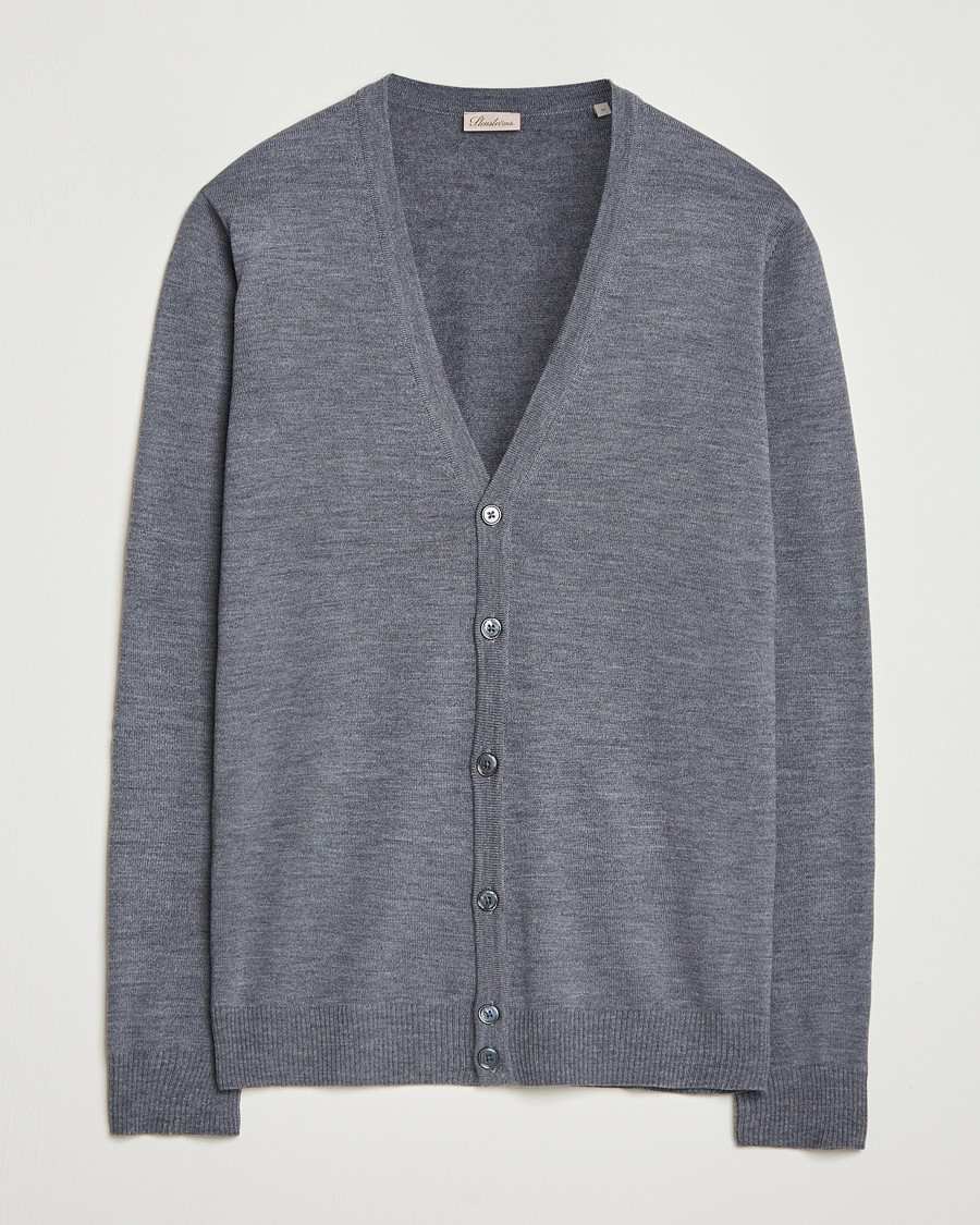 Heren | Truien | Stenströms | Merino Cardigan Grey