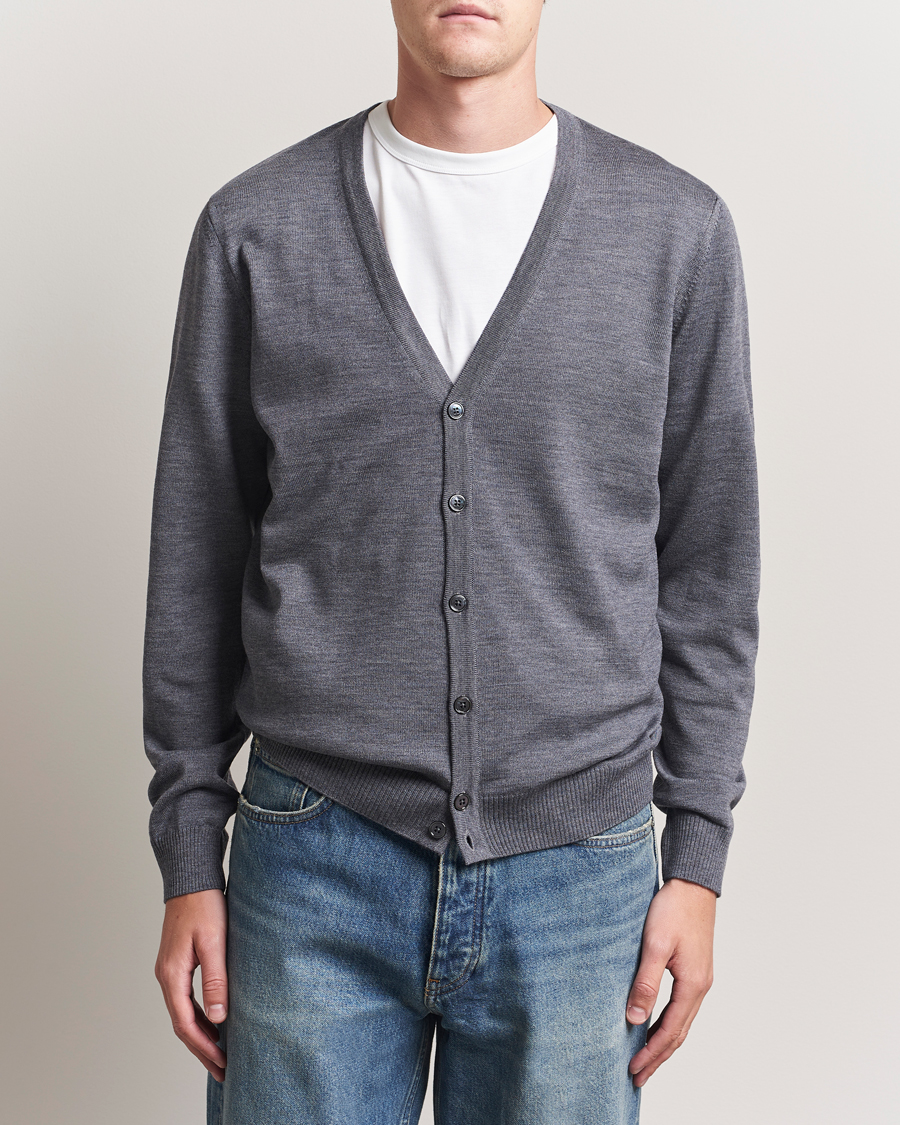 Heren | Truien | Stenströms | Merino Cardigan Grey