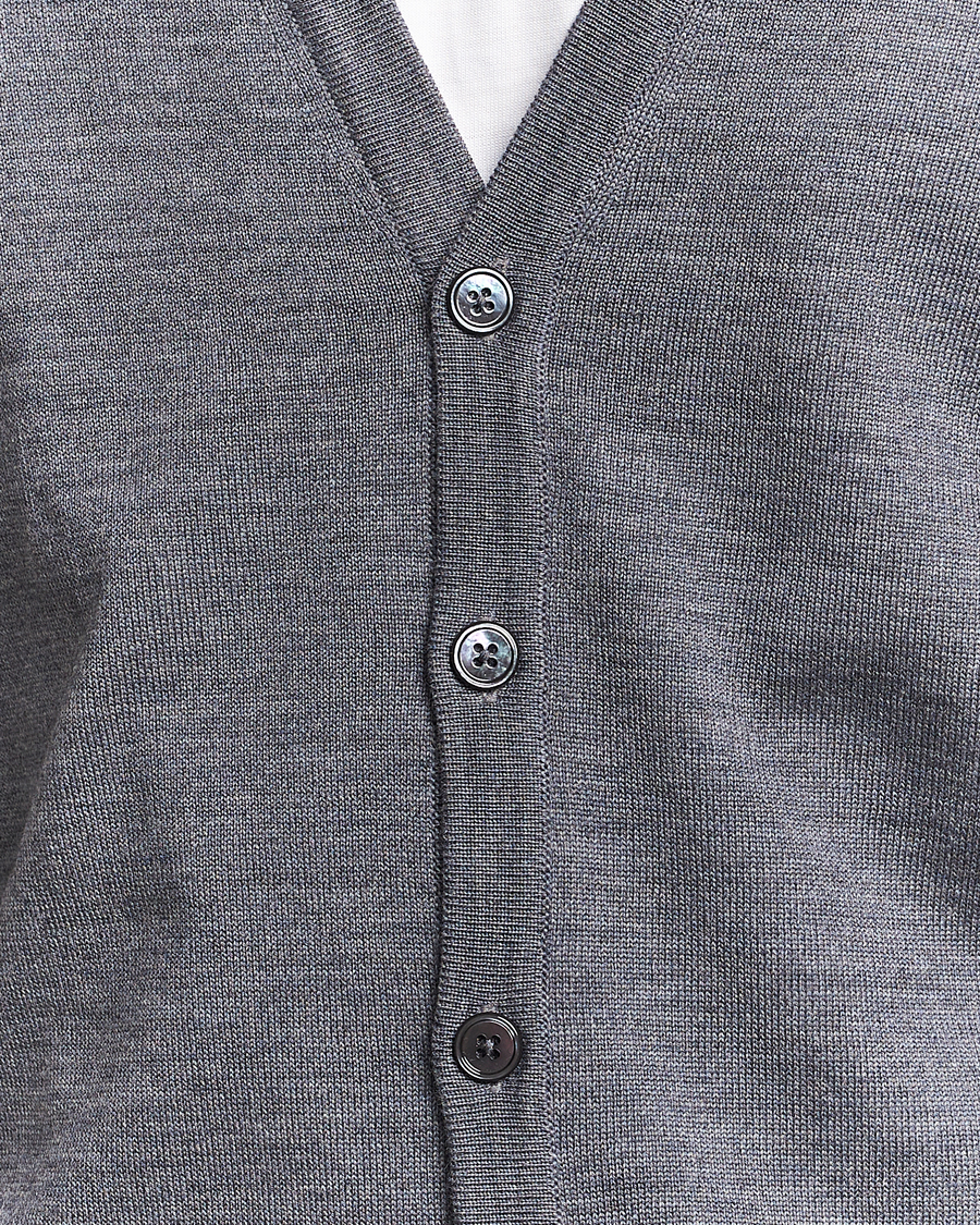 Heren | Truien | Stenströms | Merino Cardigan Grey