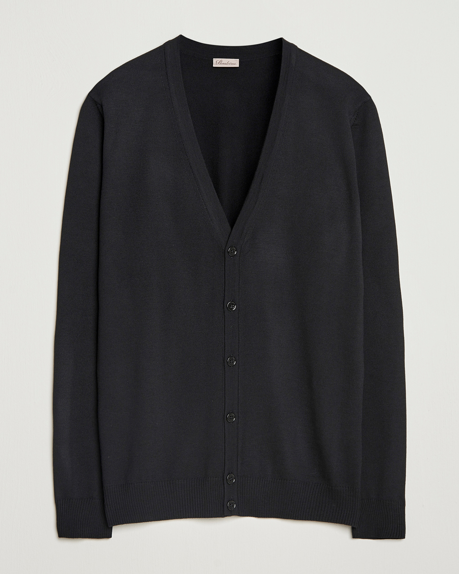 Heren | Truien | Stenströms | Merino Cardigan Black