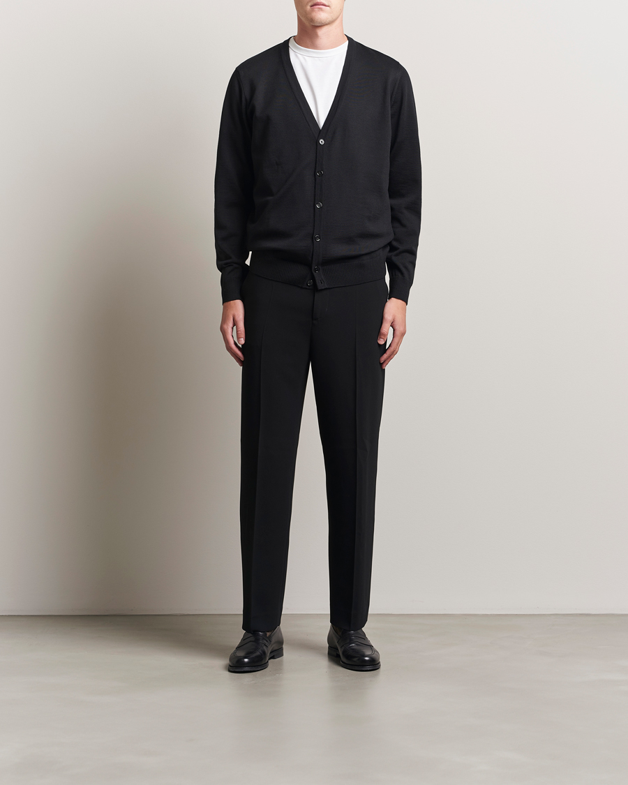 Heren | Truien | Stenströms | Merino Cardigan Black