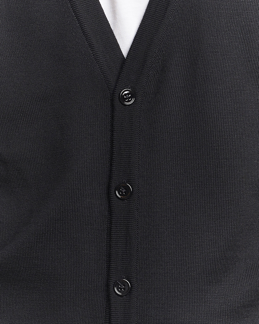 Heren | Truien | Stenströms | Merino Cardigan Black