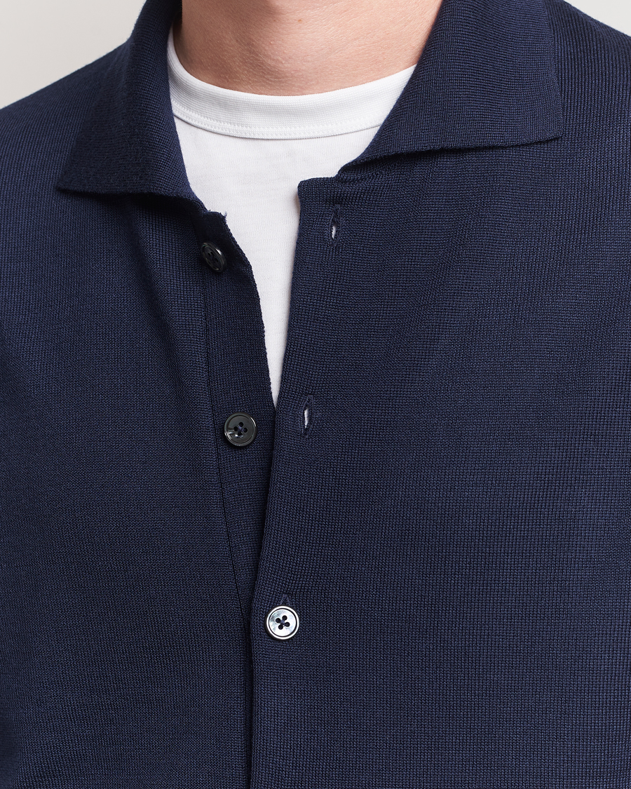 Heren | Truien | Stenströms | Merino Pocket Cardigan Navy