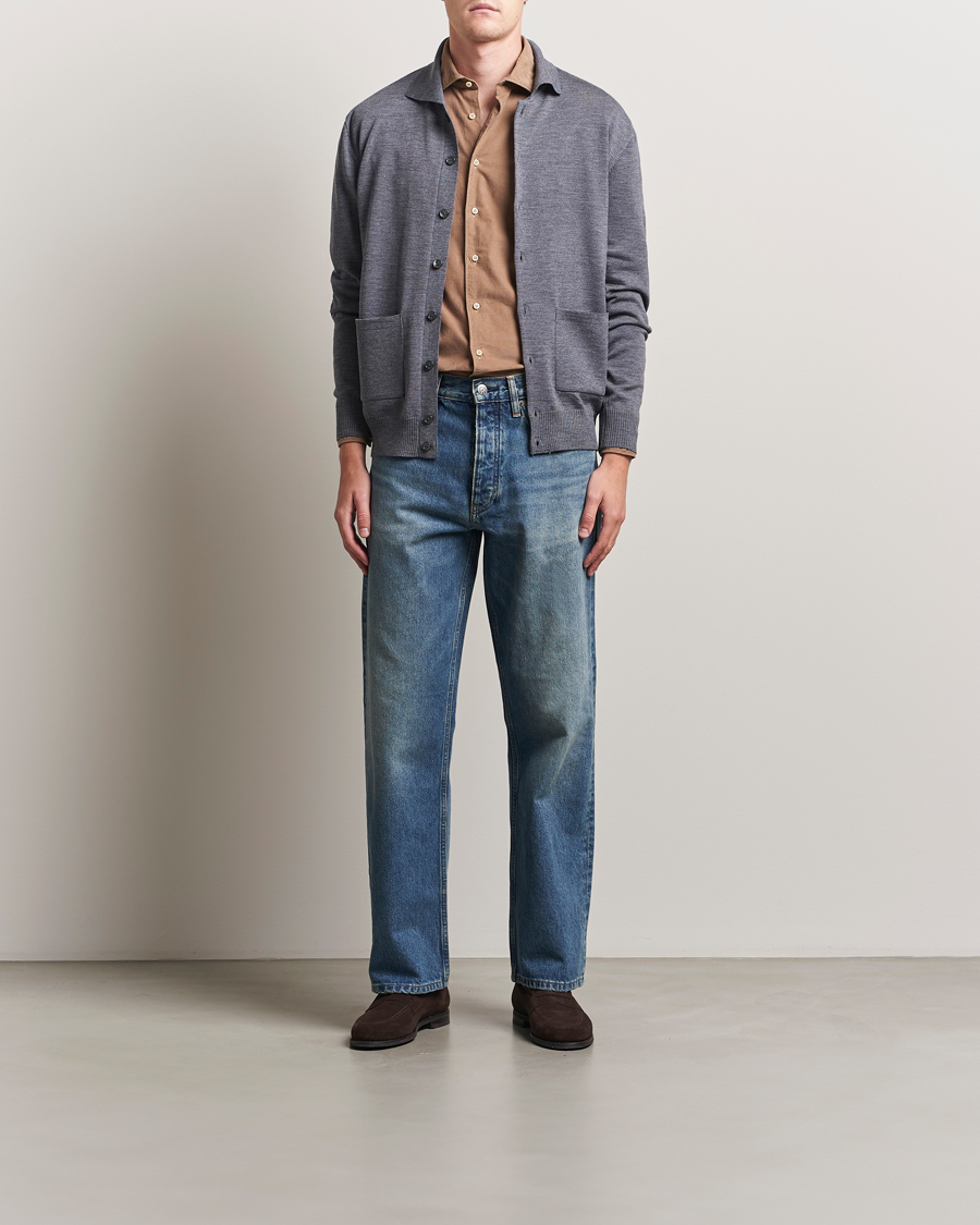 Heren | Truien | Stenströms | Merino Pocket Cardigan Grey
