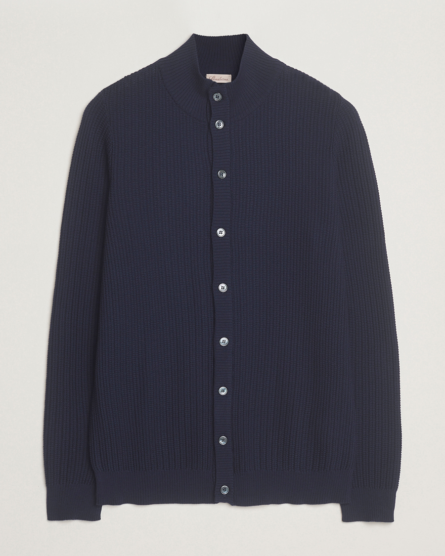 Heren | Truien | Stenströms | Knitted Structure Cardigan Navy