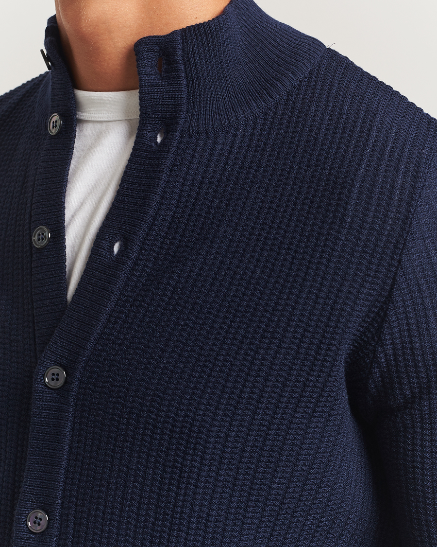 Heren | Truien | Stenströms | Knitted Structure Cardigan Navy