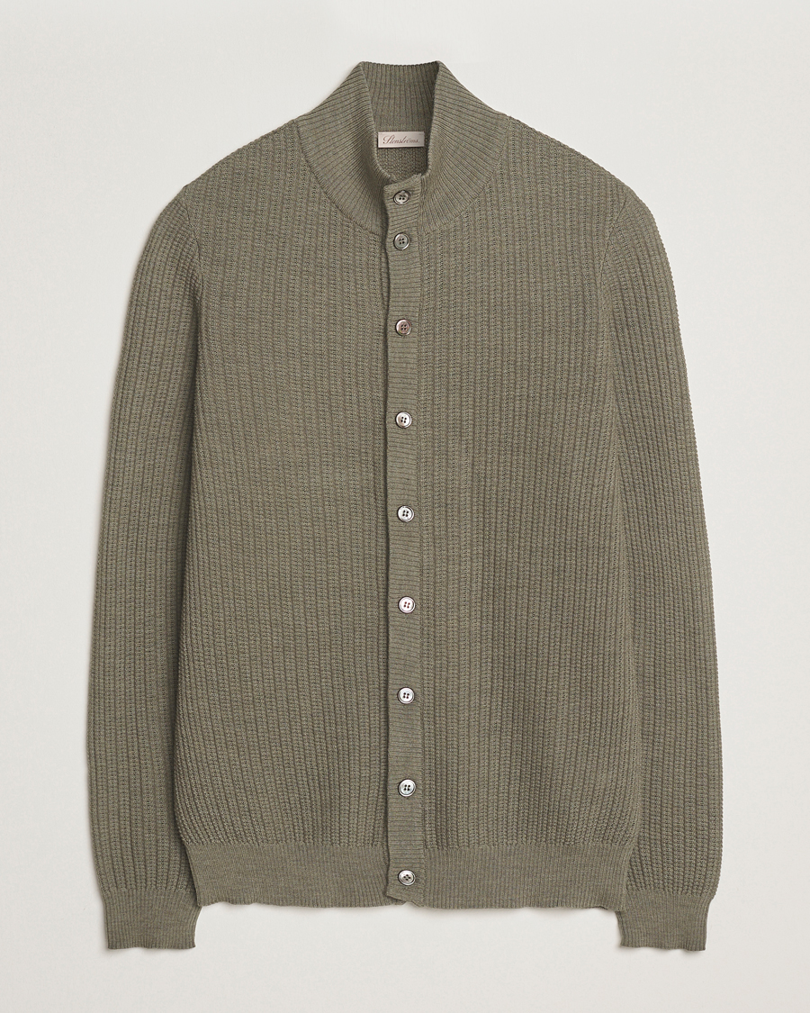 Heren | Truien | Stenströms | Knitted Structure Cardigan Green