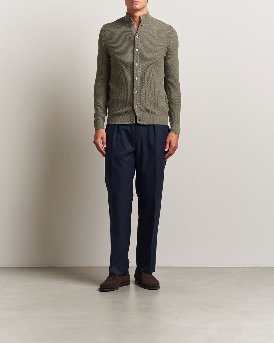 Heren | Truien | Stenströms | Knitted Structure Cardigan Green
