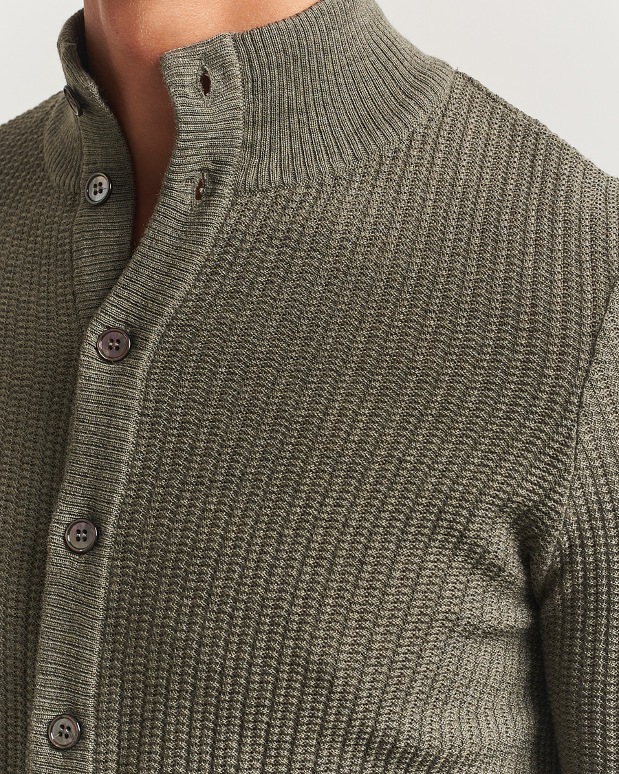 Heren | Truien | Stenströms | Knitted Structure Cardigan Green