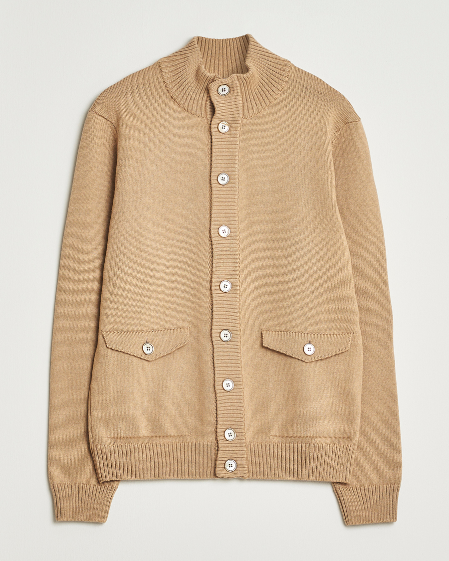Heren | Truien | Stenströms | Chunky Knitted Merino Cardigan Beige