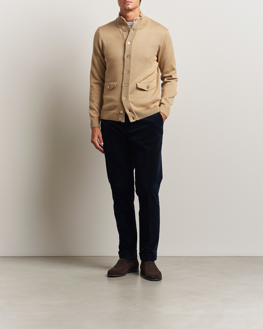 Heren | Truien | Stenströms | Chunky Knitted Merino Cardigan Beige