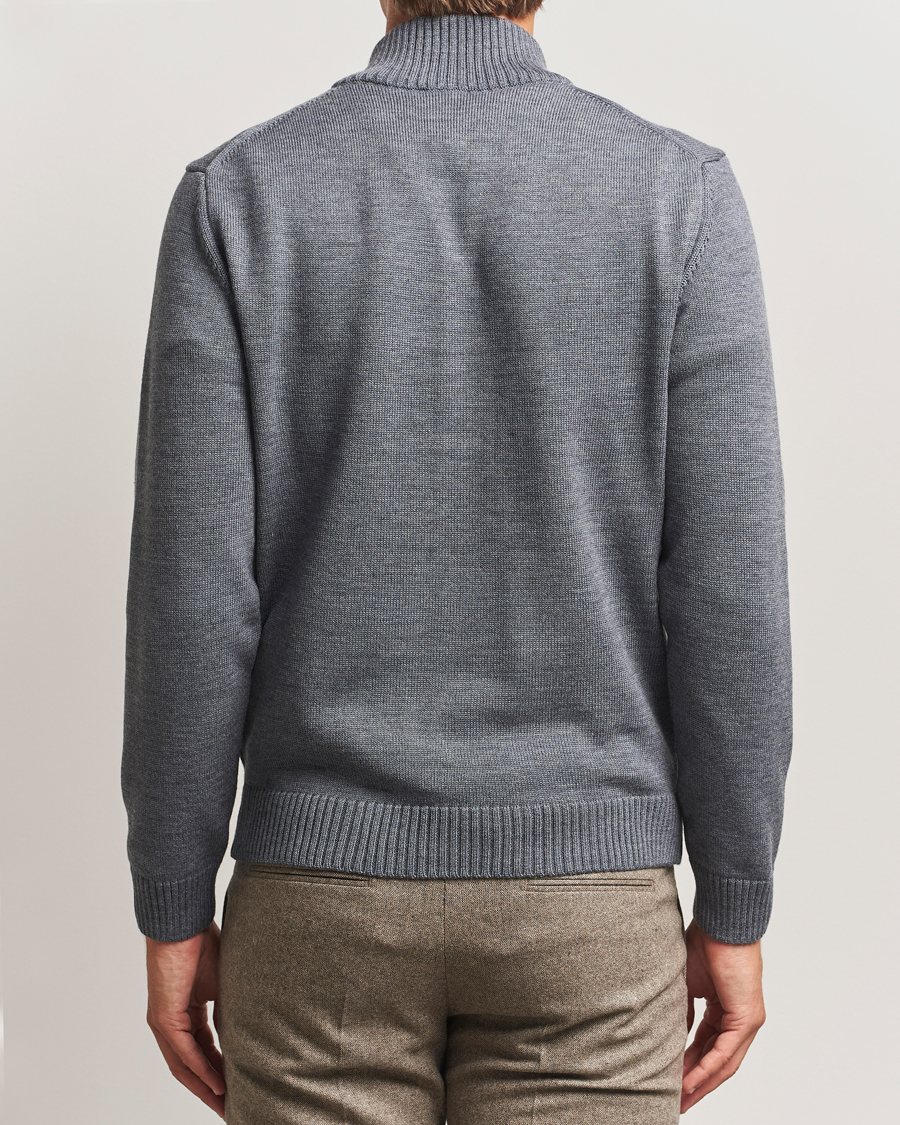 Heren | Truien | Stenströms | Chunky Knitted Merino Cardigan Grey