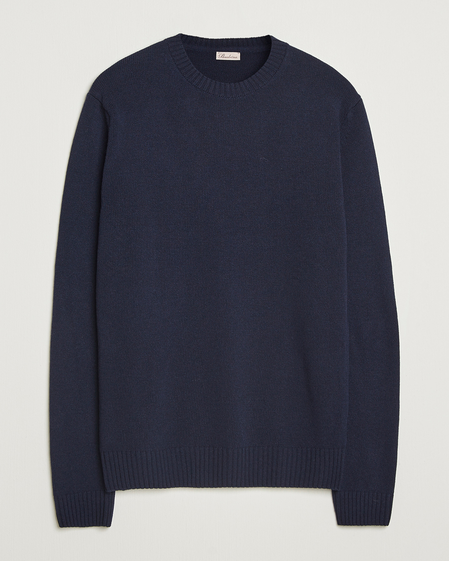 Heren | Truien | Stenströms | Brushed Merino Crew Neck Navy