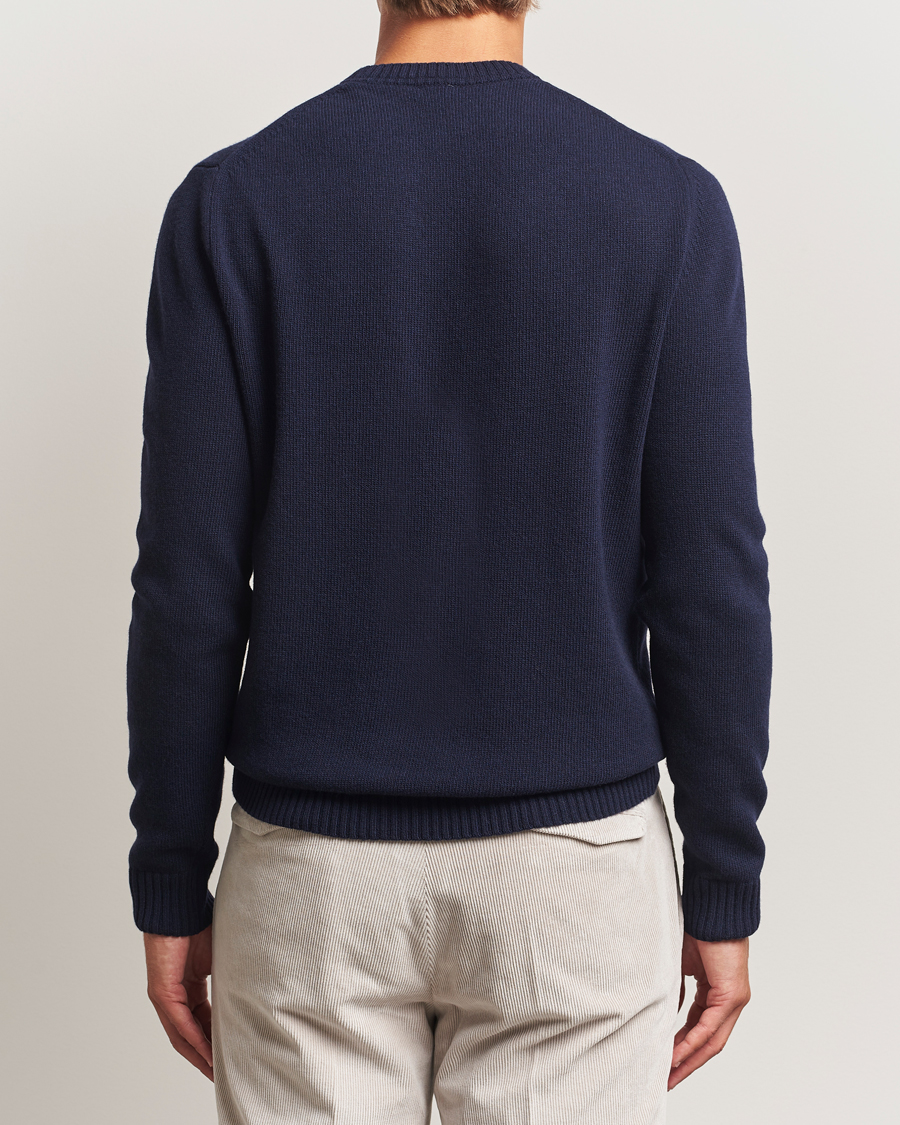 Heren | Truien | Stenströms | Brushed Merino Crew Neck Navy