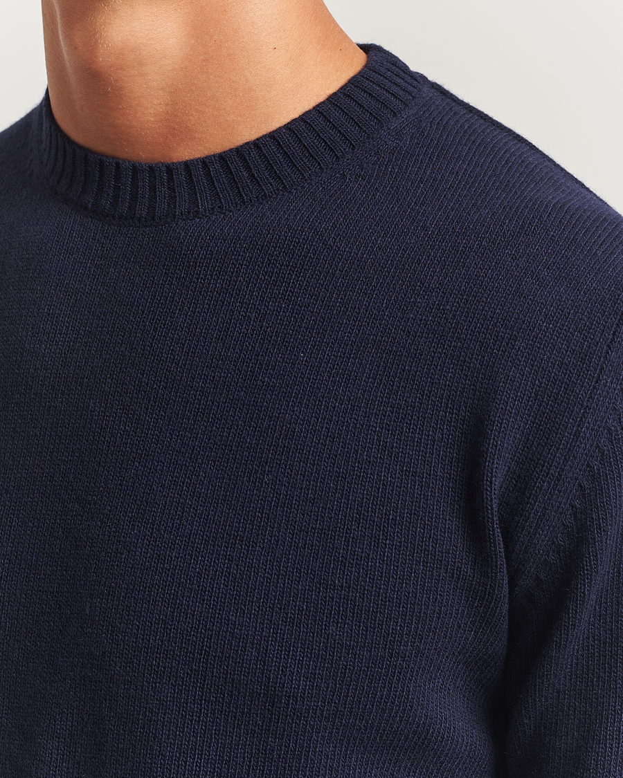 Heren | Truien | Stenströms | Brushed Merino Crew Neck Navy