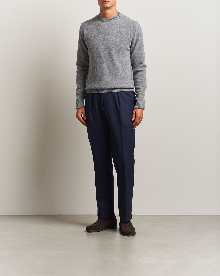 Heren | Truien | Stenströms | Brushed Merino Crew Neck Grey