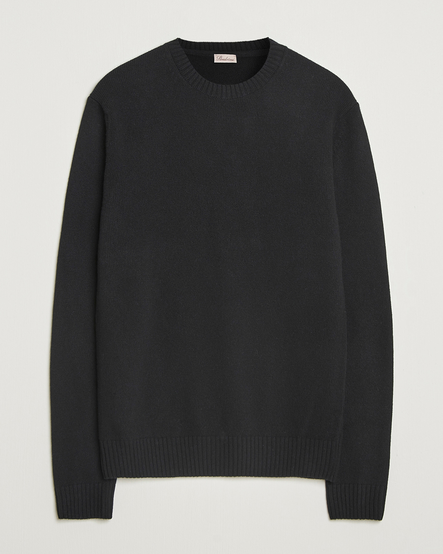 Heren | Truien | Stenströms | Brushed Merino Crew Neck Black