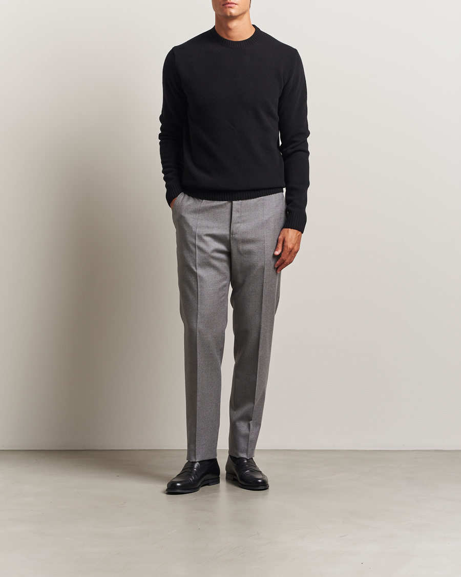 Heren | Truien | Stenströms | Brushed Merino Crew Neck Black