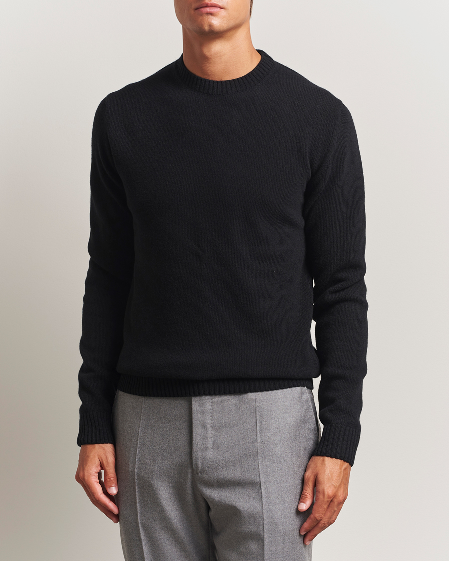 Heren | Truien | Stenströms | Brushed Merino Crew Neck Black