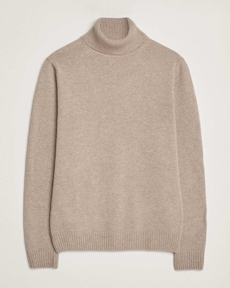 Heren | Truien | Stenströms | Brushed Merino Rollneck Light Brown