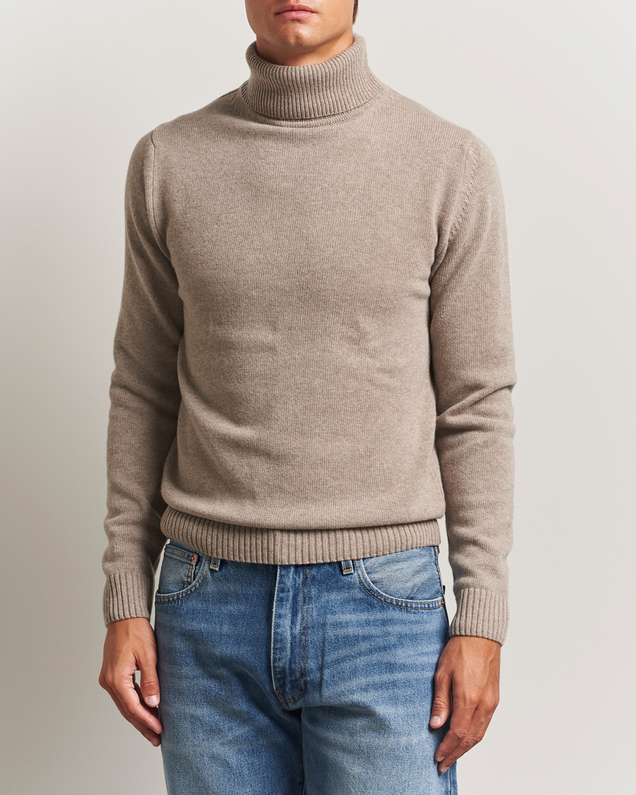 Heren | Truien | Stenströms | Brushed Merino Rollneck Light Brown