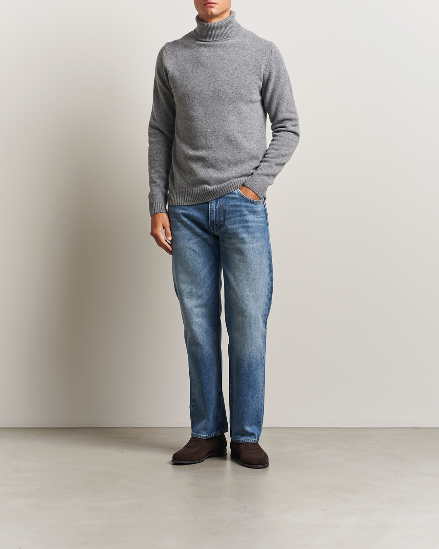 Heren | Truien | Stenströms | Brushed Merino Rollneck Grey