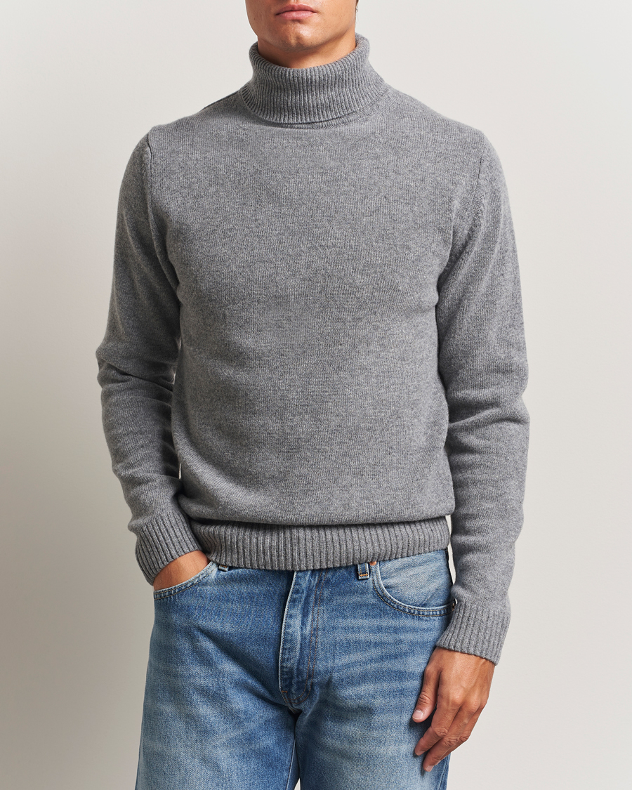 Heren | Truien | Stenströms | Brushed Merino Rollneck Grey