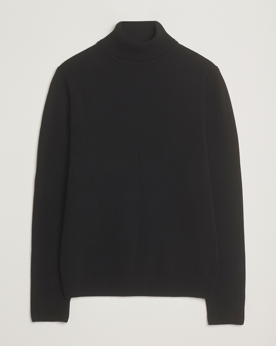 Heren | Truien | Stenströms | Brushed Merino Rollneck Black