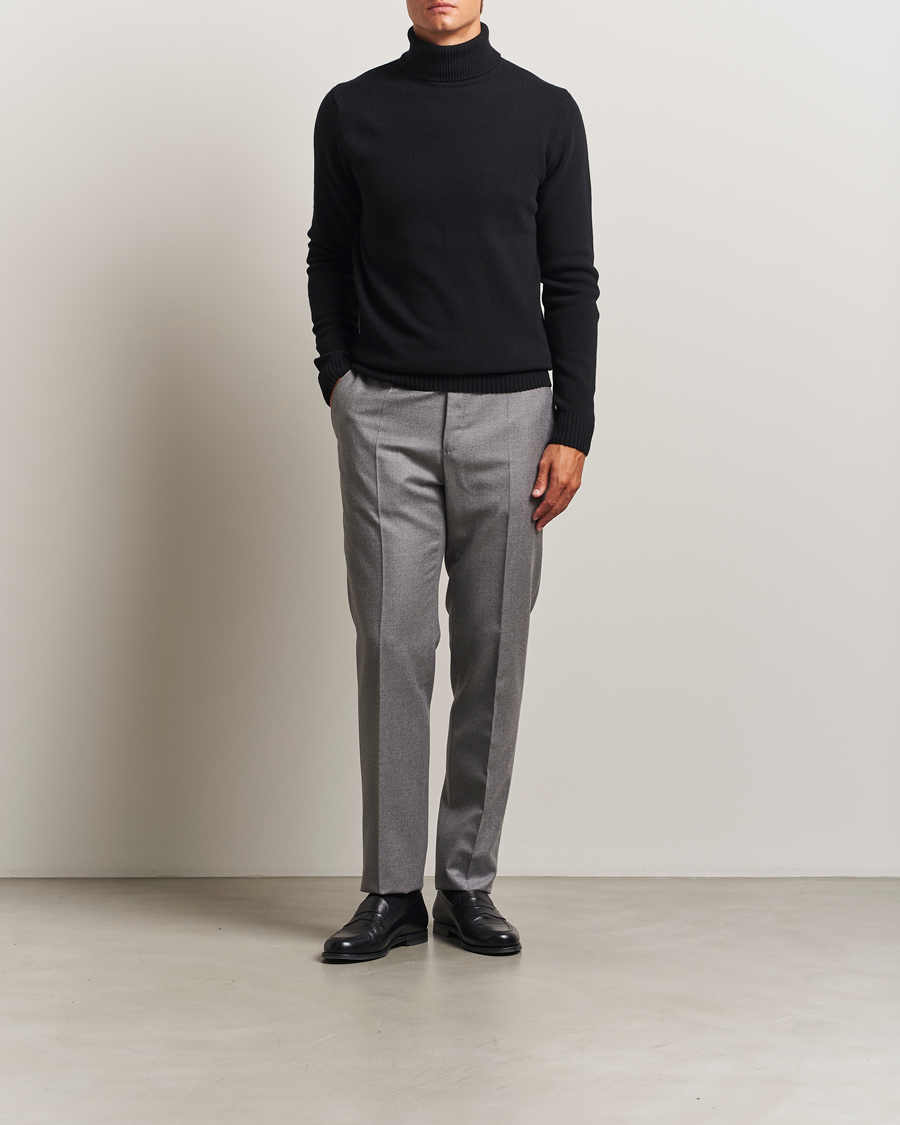 Heren | Truien | Stenströms | Brushed Merino Rollneck Black