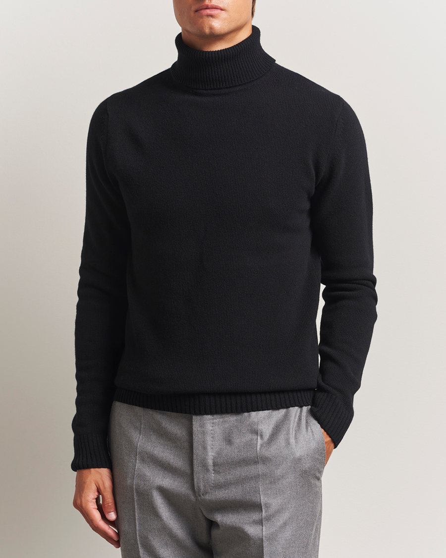 Heren | Truien | Stenströms | Brushed Merino Rollneck Black