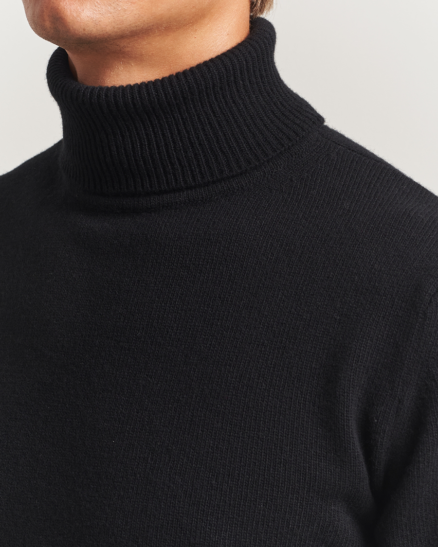 Heren | Truien | Stenströms | Brushed Merino Rollneck Black