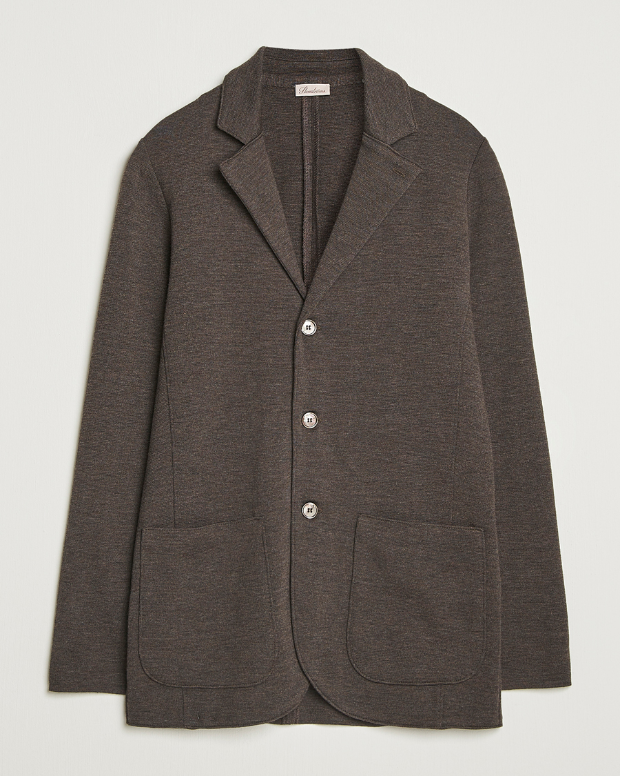 Heren | Blazers | Stenströms | Milano Knitted Merino Blazer Dark Brown