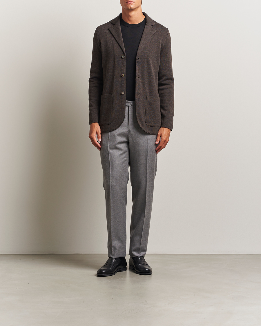 Heren | Blazers | Stenströms | Milano Knitted Merino Blazer Dark Brown