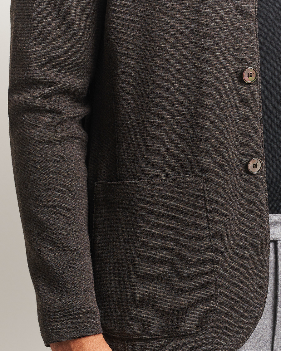 Heren | Blazers | Stenströms | Milano Knitted Merino Blazer Dark Brown