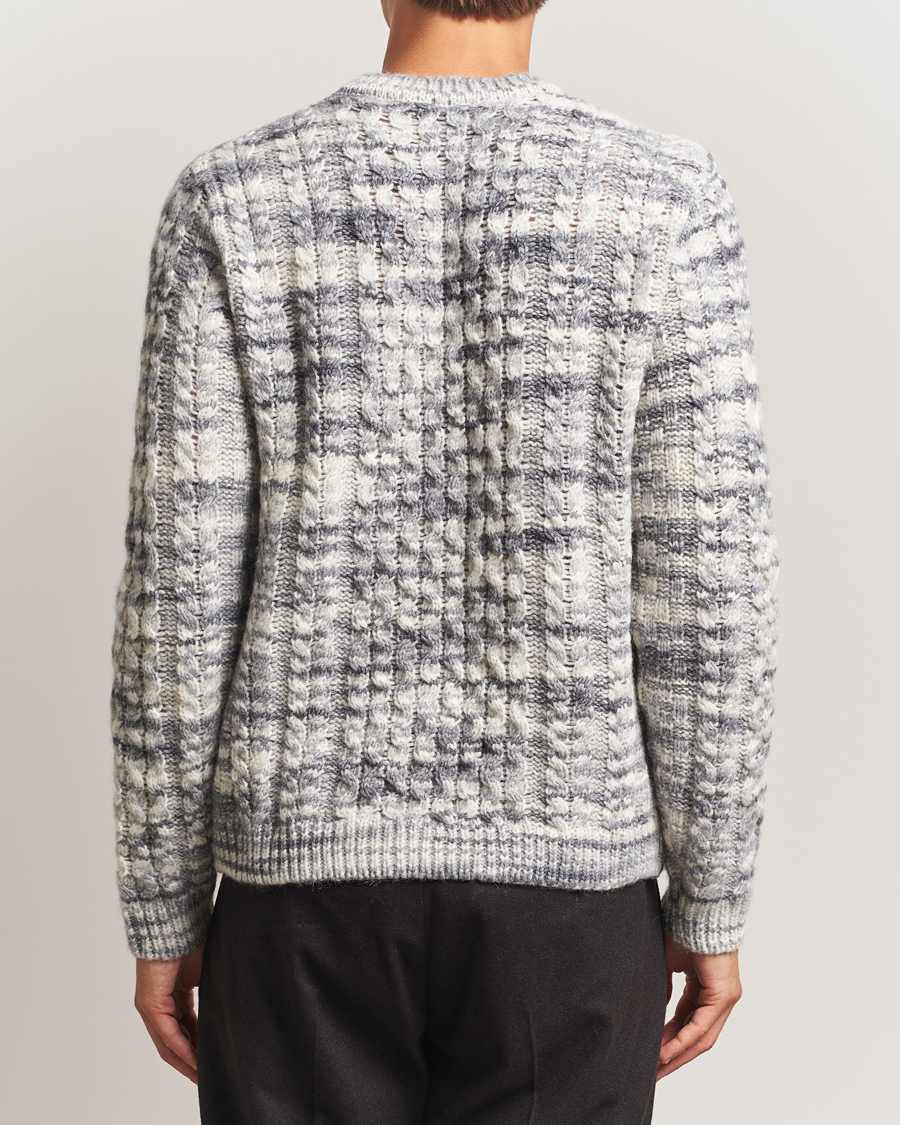 Heren | Truien | Stenströms | Alpacka Cable Knitted Crew Neck Grey
