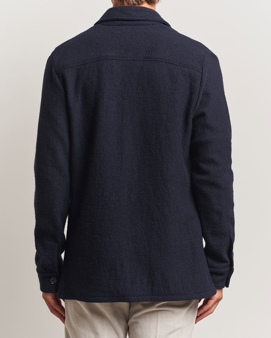 Heren | Overhemden | Stenströms | Felted Wool Overshirt Navy