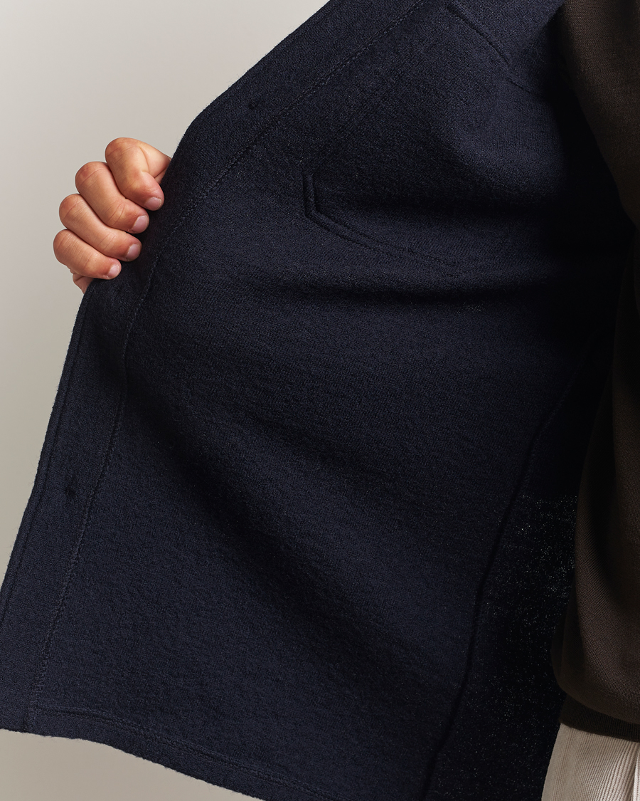 Heren | Overhemden | Stenströms | Felted Wool Overshirt Navy