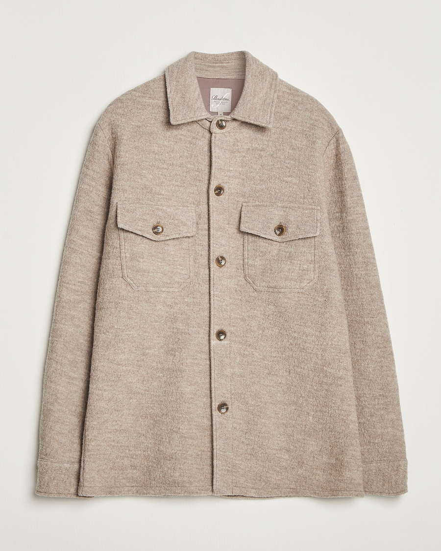 Heren | Overhemden | Stenströms | Felted Wool Overshirt Beige