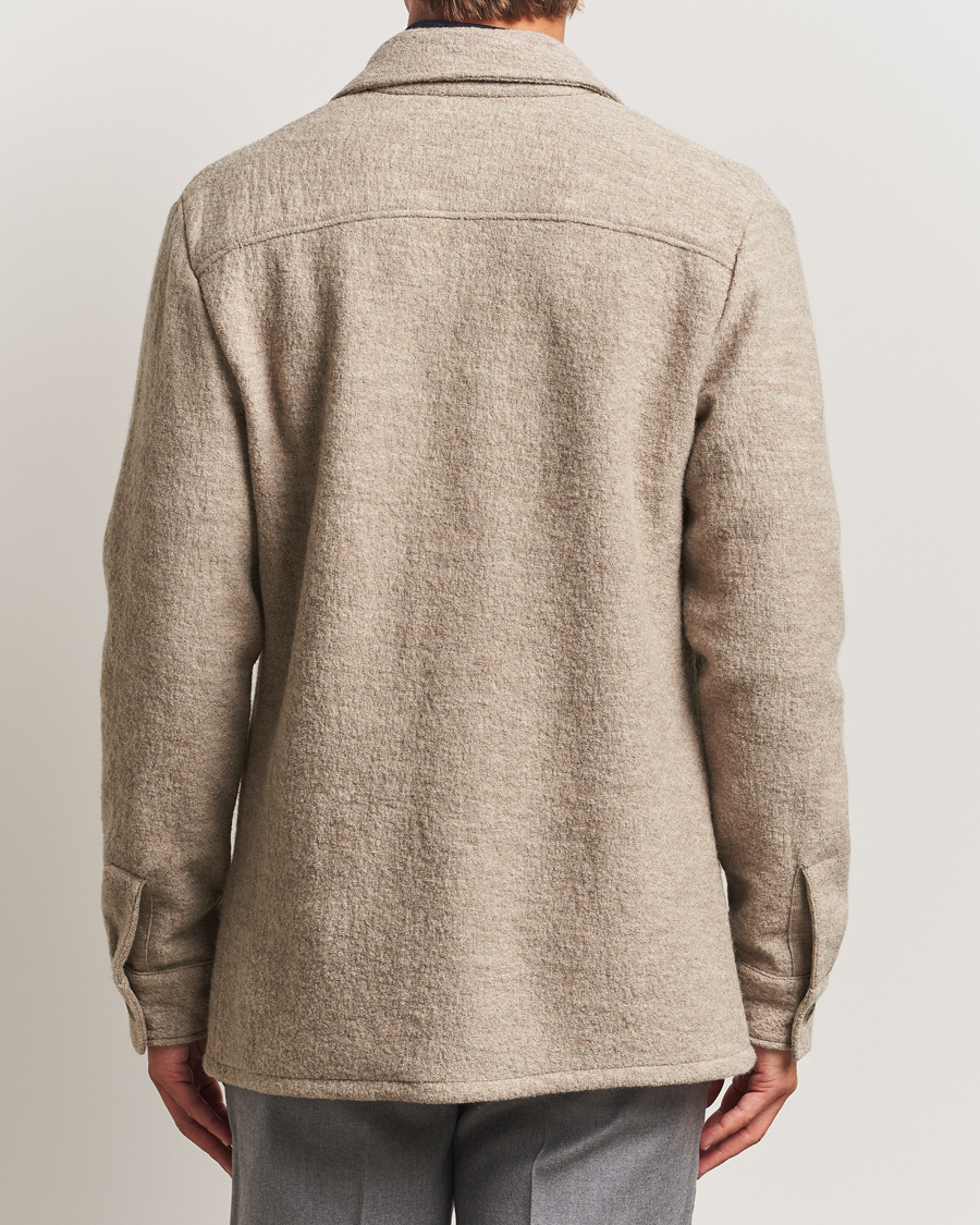 Heren | Overhemden | Stenströms | Felted Wool Overshirt Beige