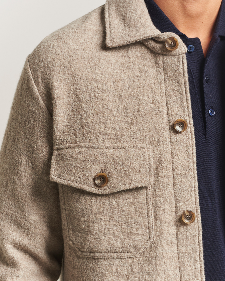 Heren | Overhemden | Stenströms | Felted Wool Overshirt Beige