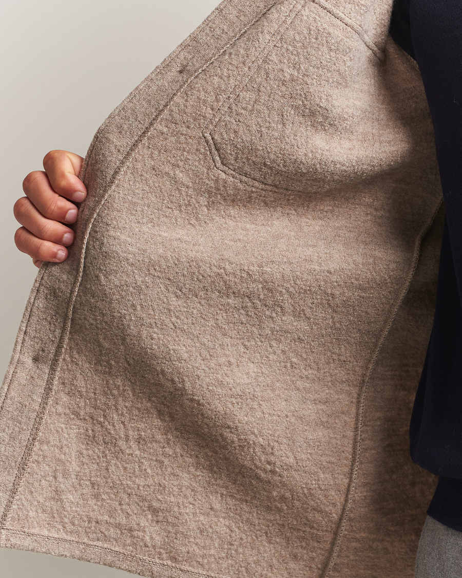 Heren | Overhemden | Stenströms | Felted Wool Overshirt Beige