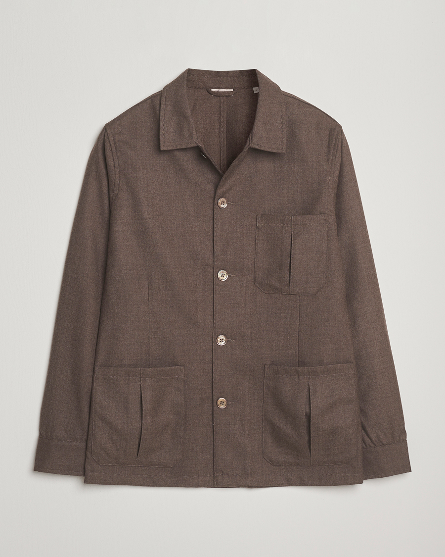 Heren | Overhemden | Stenströms | Wool Overshirt Brown