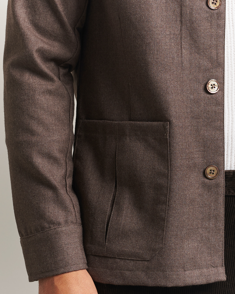 Heren | Overhemden | Stenströms | Wool Overshirt Brown