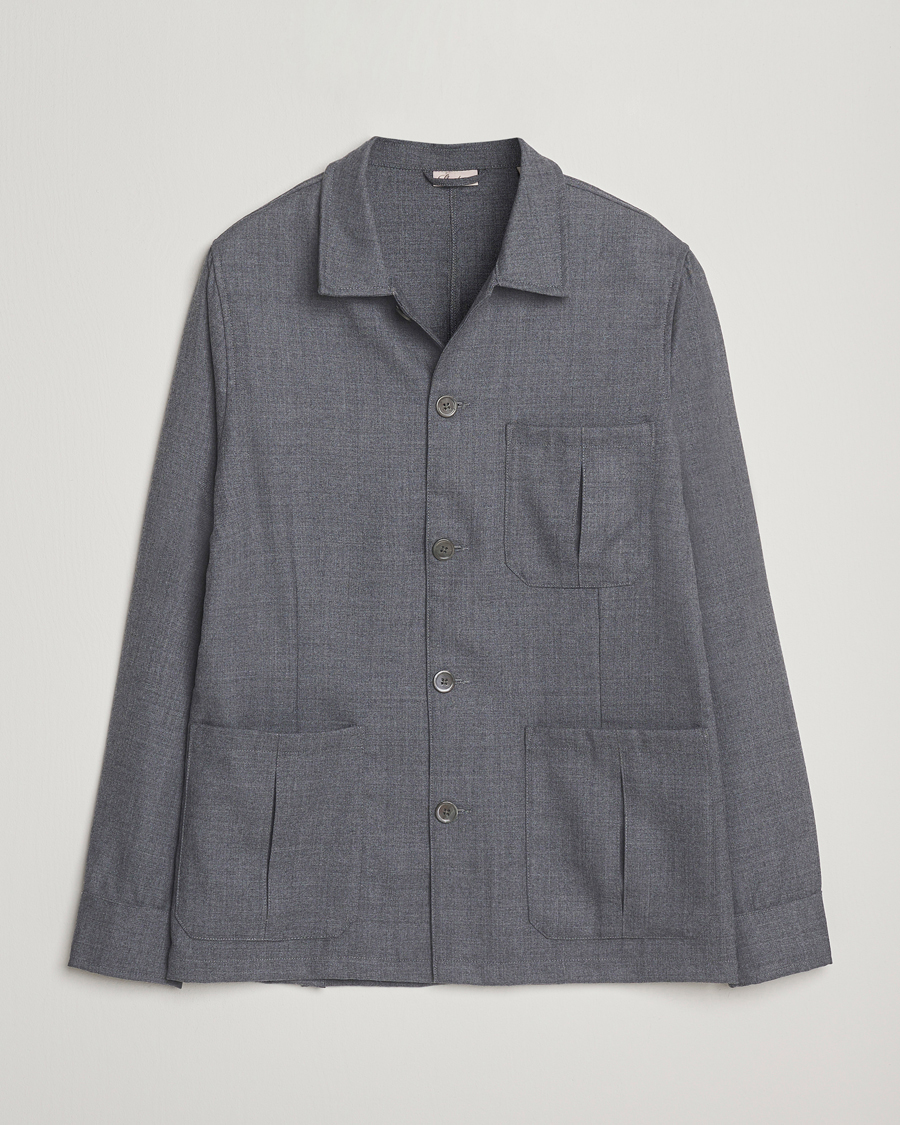 Heren | Overhemden | Stenströms | Wool Overshirt Grey