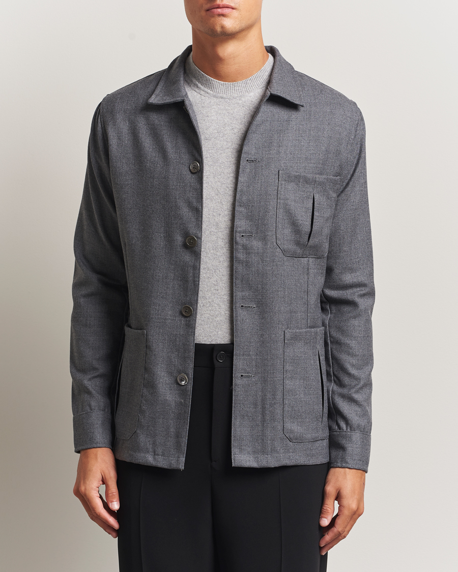 Heren | Overhemden | Stenströms | Wool Overshirt Grey